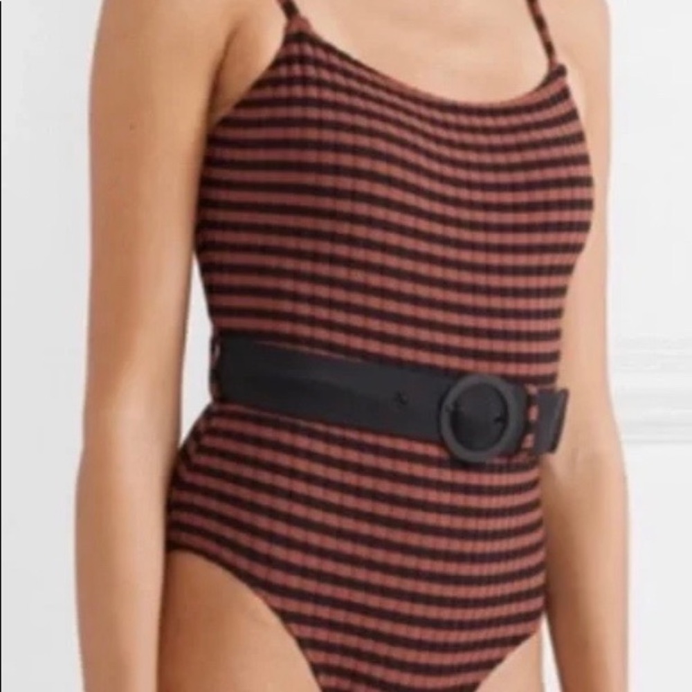 Solid & Striped The Nina Ribbed Belt One Piece Bathing Suit - Small